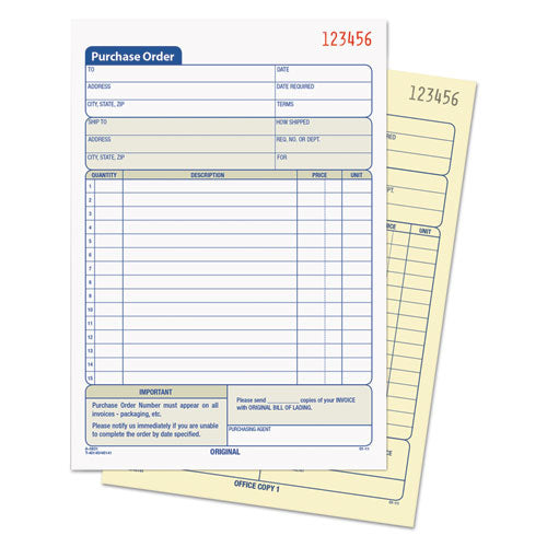 Image of TOPS 46140 Purchase Order Book, 12 Lines, Two-Part Carbonless, 5.56 x 8.44, 50 Forms Total