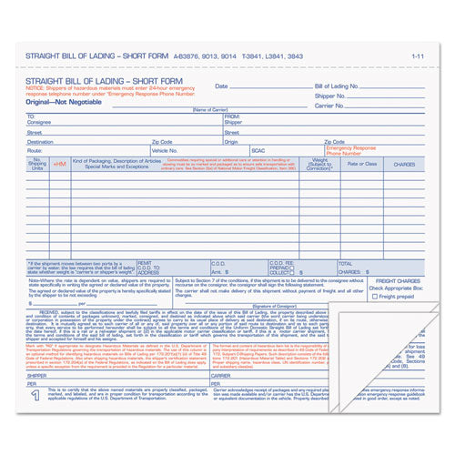 Image of TOPS 3841 Hazardous Material Short Form, Three-Part Carbonless, 7 x 8.5, 50 Forms Total