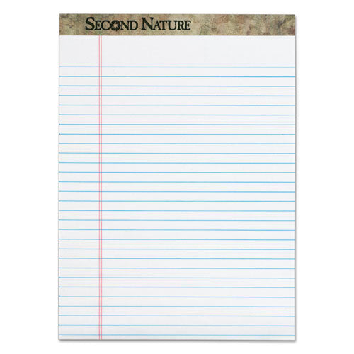 Image of TOPS 74880 Second Nature Recycled Ruled Pads, Wide/Legal Rule, (50) White 8.5 x 11 Sheets, Dozen