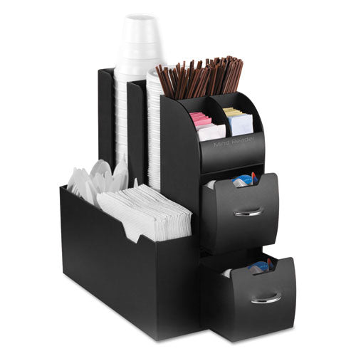 Image of Mind Reader CAD01-BLK Coffee Condiment Caddy Organizer, 10 Compartments, 5.4 x 11 x 12.6, Black