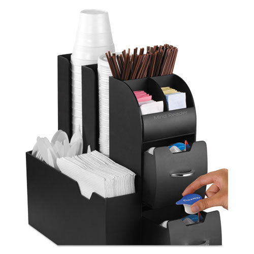 Image of Mind Reader CAD01-BLK Coffee Condiment Caddy Organizer, 10 Compartments, 5.4 x 11 x 12.6, Black