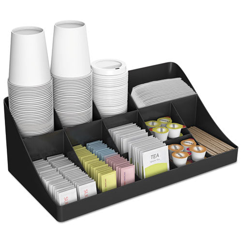 Image of Mind Reader COMORGBLK 11-Compartment Coffee Condiment Organizer, 18.25 x 6.63 x 9.78, Black