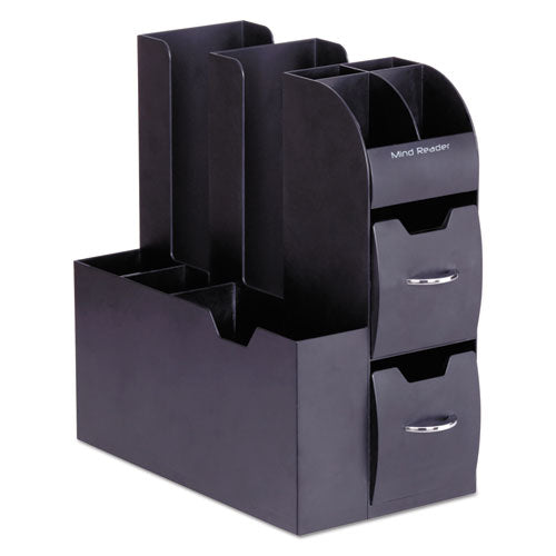 Image of Mind Reader CAD01-BLK Coffee Condiment Caddy Organizer, 10 Compartments, 5.4 x 11 x 12.6, Black