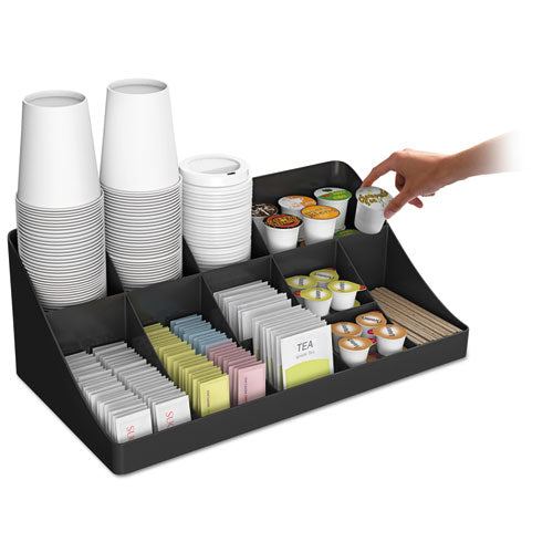 Image of Mind Reader COMORGBLK 11-Compartment Coffee Condiment Organizer, 18.25 x 6.63 x 9.78, Black