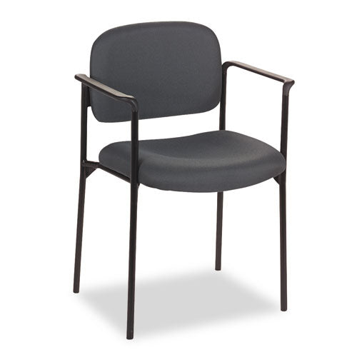 Image of HONÂ® VL616 Stacking Guest Chair with Arms, Fabric Upholstery, 23.25" x 21" x 32.75", Charcoal Seat, Charcoal Back, Black Base
