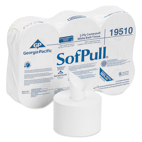 Image of Georgia Pacific® Professional 19510 High Capacity Center-Pull Tissue, Septic Safe, 2-Ply, White, 1,000 Sheets/Roll, 6 Rolls/Carton