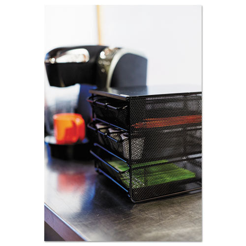 Image of Safco® 3275BL Onyx Three Drawer Hospitality Organizer, 7 Compartments, 11.5 x 8.25 x 8.25, Black