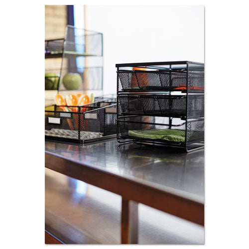Image of Safco® 3275BL Onyx Three Drawer Hospitality Organizer, 7 Compartments, 11.5 x 8.25 x 8.25, Black