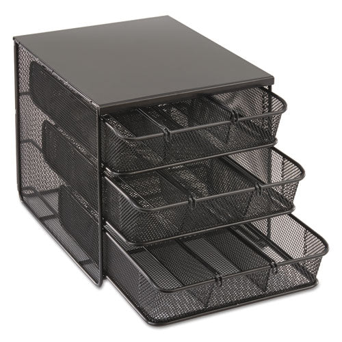 Image of Safco® 3275BL Onyx Three Drawer Hospitality Organizer, 7 Compartments, 11.5 x 8.25 x 8.25, Black