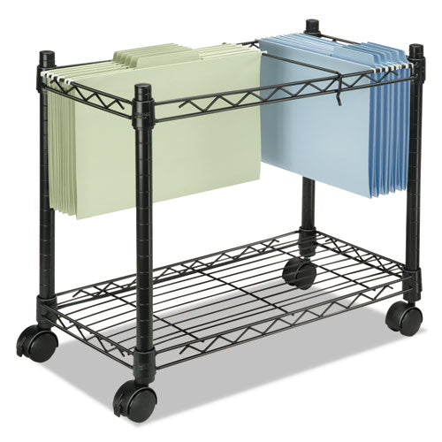 Image of Fellowes® 45081 High-Capacity Rolling File Cart, Metal, 1 Shelf, 2 Bins, 24" X 14" X 20.5", Black