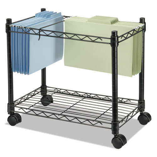 Image of Fellowes® 45081 High-Capacity Rolling File Cart, Metal, 1 Shelf, 2 Bins, 24" X 14" X 20.5", Black
