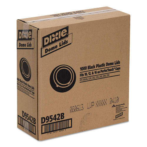 Image of Dixie® D9542B Drink-Thru Lids, Fits 10 oz to 20 oz Hot Cups, Plastic, Black, 1,000/Carton