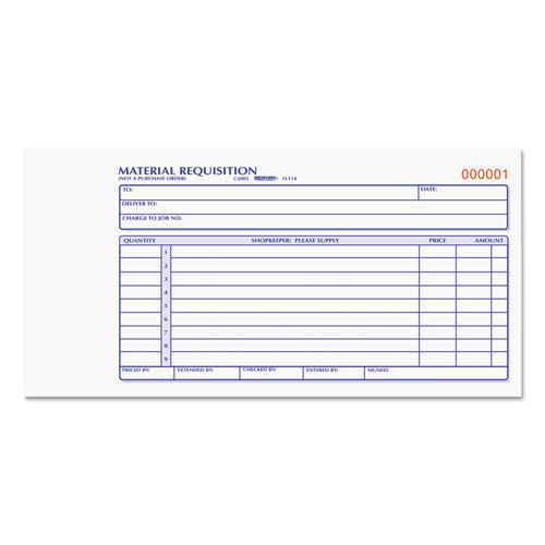 Image of Rediform® 1L114 Material Requisition Book, Two-Part Carbonless, 7.88 x 4.25, 50 Forms Total