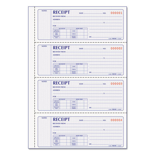 Image of Rediform® 8L806 Money Receipt Book, Softcover, Two-Part Carbonless, 7 x 2.75, 4 Forms/Sheet, 200 Forms Total