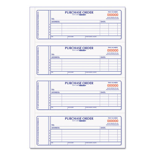 Image of Rediform® RED1L176 Purchase Order Book, 5 Lines, Two-Part Carbonless, 7 x 2.75, 4 Forms/Sheet, 400 Forms Total