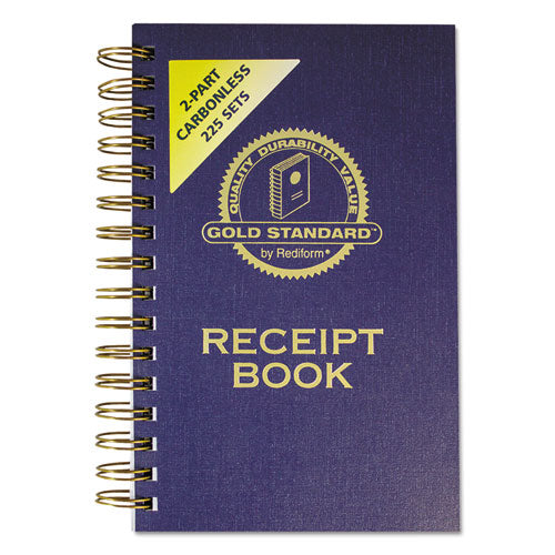 Image of Rediform® 8L829 Gold Standard Money Receipt Book, Two-Part Carbonless, 5 x 2.75, 3 Forms/Sheet, 225 Forms Total