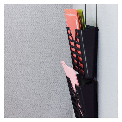 Image of Officemate 29314 VerticalMate Cubicle Wall File Pocket, 3 Sections, Letter Size, 13.5" x 6" x 28", Charcoal, 3/Pack