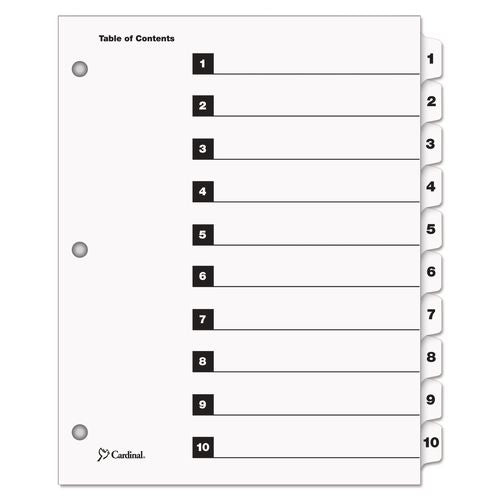 Image of Cardinal® 61013CB OneStep Printable Table of Contents and Dividers, 10-Tab, 1 to 10, 11 x 8.5, White, White Tabs, 1 Set
