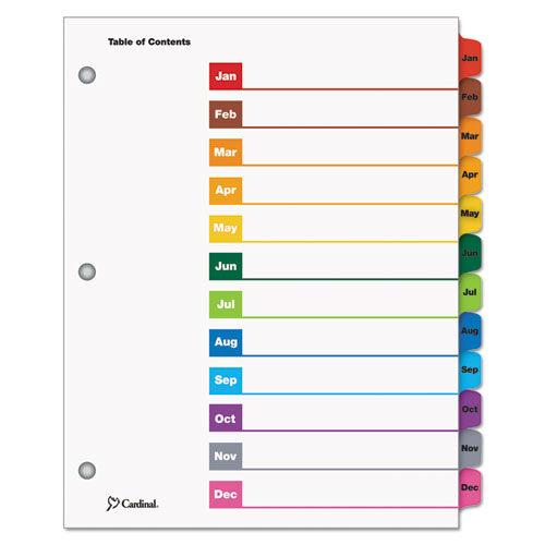 Image of Cardinal® 60318CB OneStep Printable Table of Contents and Dividers, 12-Tab, Jan. to Dec., 11 x 8.5, White, Assorted Tabs, 1 Set