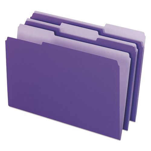 Image of Pendaflex® 4350 1/3 VIO Interior File Folders, 1/3-Cut Tabs: Assorted, Legal Size, Violet, 100/Box