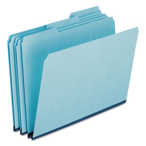 Image of Pendaflex® 9300T 1/3 Pressboard Expanding File Folders, 1/3-Cut Tabs: Assorted, Legal Size, 1" Expansion, Blue, 25/Box