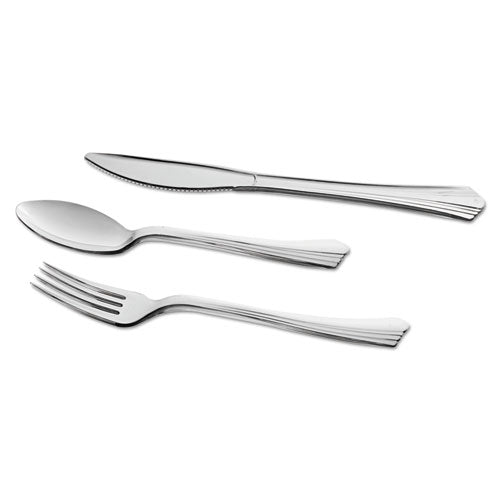 Image of WNA REF320FK Reflections Heavyweight Plastic Utensils, Fork, Silver, 40/Pack