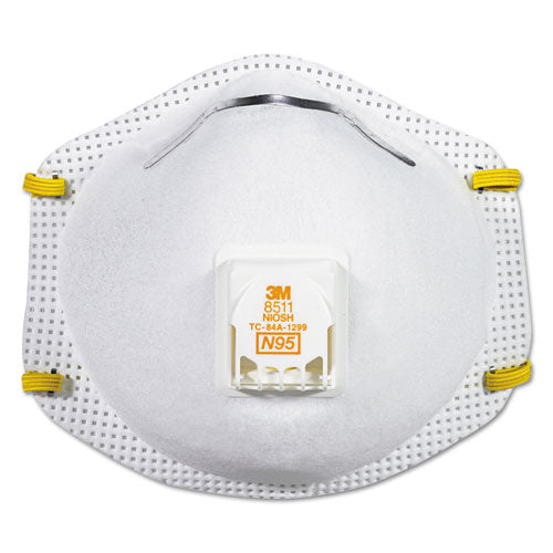 Image of 3M 8511P10-DC Particulate Respirator w/Cool Flow Exhalation Valve, Standard Size, 10/Box
