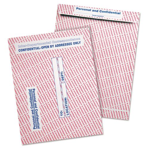 Image of Quality Park QUA63778 Gray/red Paper Gummed Flap Personal And Confidential Interoffice Envelope, #97, 10 X 13, Gray/red, 100/box