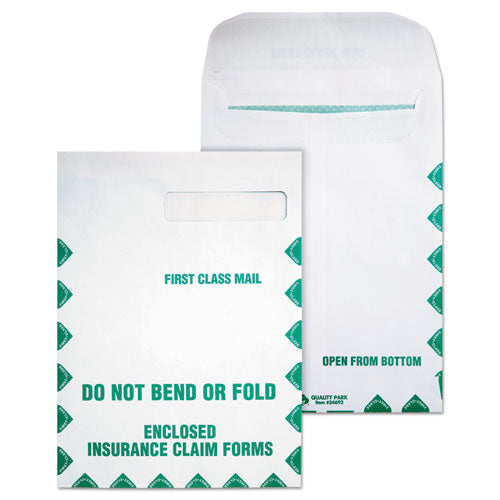 Image of Quality Park QUA54692 Redi-Seal Insurance Claim Form Envelope, Cheese Blade Flap, Redi-Seal Adhesive Closure, 9 x 12.5, White, 100/Box