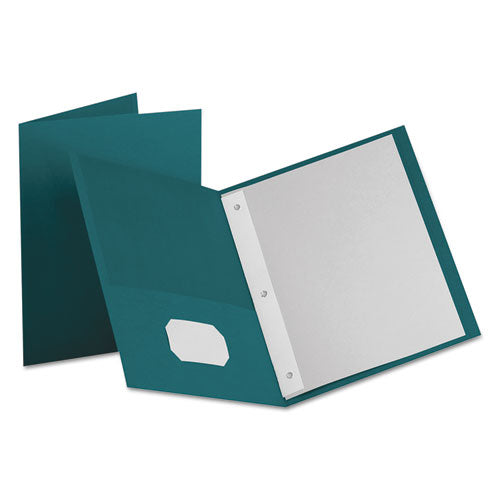 Image of Oxford 57755EE Twin-Pocket Folder with Prong Fasteners, Accommodates (135) 11 x 8.5 Sheets, Teal, 25/Box
