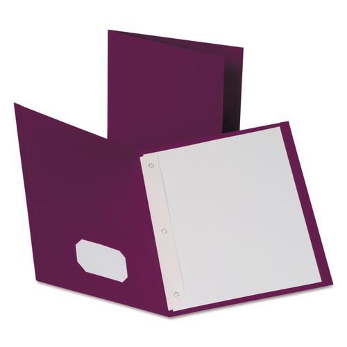 Image of Oxford 57757 Twin-Pocket Folder with Prong Fasteners, Accommodates (135) 11 x 8.5 Sheets, Burgundy, 25/Box