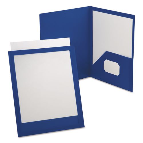 Image of Oxford 57441EE ViewFolio Poly Twin-Pocket Folders, Accommodates (100) 11 x 8.5 Sheets, Clear Front Cover, Blue Back Cover