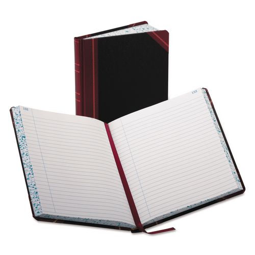 Image of Boorum & Pease® 38-300-R Account Record Book, Record-Style Rule, Black/red/gold Cover, 9.25 X 7.31 Sheets, 300 Sheets/book
