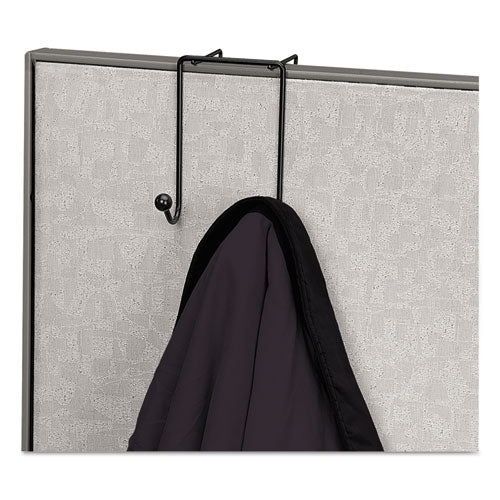 Image of Fellowes® 75510 Partition Additions Wire Double-Garment Hook, 4 x 5.13 x 6, Over-the Panel Mount,  Black