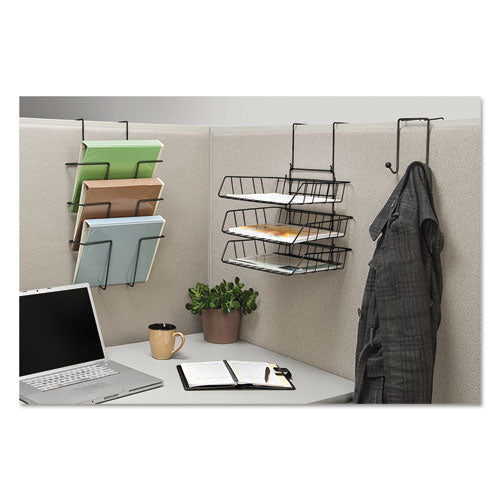 Image of Fellowes® 75510 Partition Additions Wire Double-Garment Hook, 4 x 5.13 x 6, Over-the Panel Mount,  Black