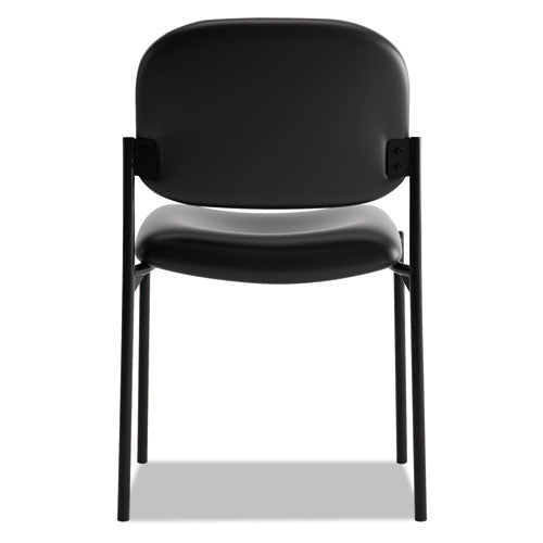 Image of HON® HVL606.SB11 VL606 Stacking Guest Chair without Arms, Bonded Leather Upholstery, 21.25" x 21" x 32.75", Black Seat, Black Back, Black Base