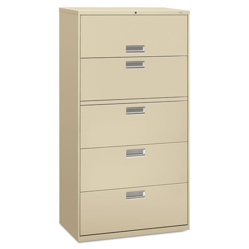 Image of HON® H685.L.L Brigade 600 Series Lateral File, 4 Legal/letter-Size File Drawers, 1 Roll-Out File Shelf, Putty, 36" X 18" X 64.25"