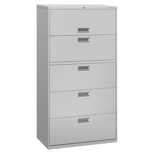 Image of HON® H685.L.Q Brigade 600 Series Lateral File, 4 Legal/letter-Size File Drawers, 1 Roll-Out File Shelf, Light Gray, 36" X 18" X 64.25"