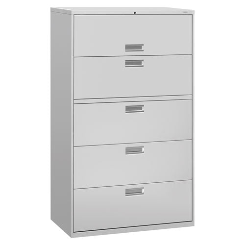 Image of HON® H695.L.Q Brigade 600 Series Lateral File, 4 Legal/letter-Size File Drawers, 1 Roll-Out File Shelf, Light Gray, 42" X 18" X 64.25"