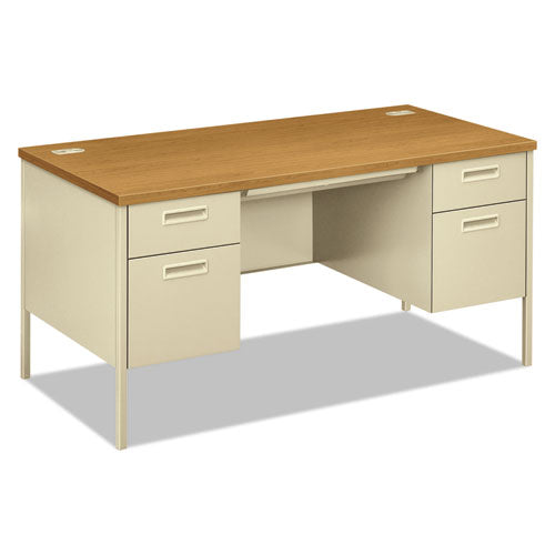 Image of HON® HP3262.C.L Metro Classic Series Double Pedestal Desk, Flush Panel Scs, 60" X 30" X 29.5", Harvest/putty