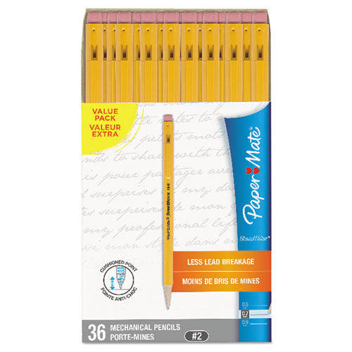 Image of Paper Mate® 1921221C Sharpwriter Mechanical Pencil Value Pack, 0.7 mm, HB (#2), Black Lead, Classic Yellow Barrel, 36/Box