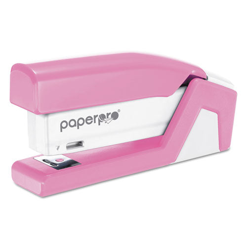 Image of Bostitch® PPR1588 InCourage Spring-Powered Compact Stapler, 20-Sheet Capacity, Pink/Gray