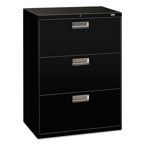 Image of HON® H673.L.P Brigade 600 Series Lateral File, 3 Legal/letter-Size File Drawers, Black, 30" X 18" X 39.13"