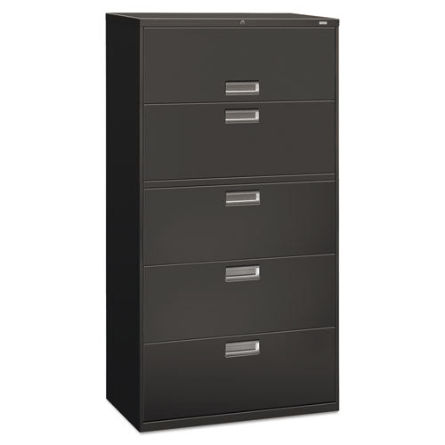 Image of HON® H685.L.S Brigade 600 Series Lateral File, 4 Legal/letter-Size File Drawers, 1 Roll-Out File Shelf, Charcoal, 36" X 18" X 64.25"