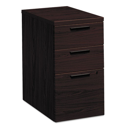 Image of HON® H105102.NN 10500 Series Mobile Pedestal File, Left Or Right, 3-Drawers: Box/box/file, Legal/letter, Mahogany, 15.75" X 22.75" X 28"