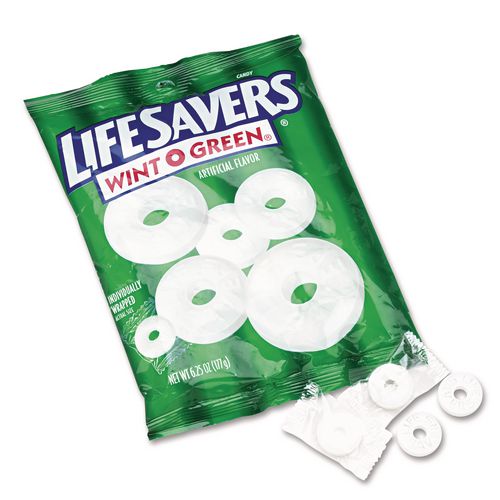 Image of LifeSavers® NFG885041 Hard Candy Mints, Wint-O-Green, Individually Wrapped, 6.25 Oz Bag