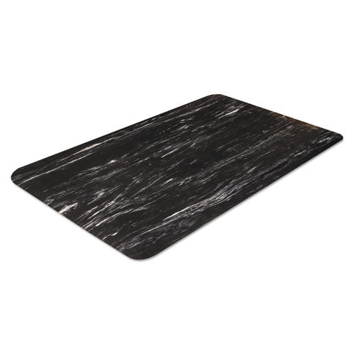 Image of Crown CU 2436BK Cushion-Step Marbleized Rubber Mat, Rectangular, Black Smooth Surface, 24" x 36"