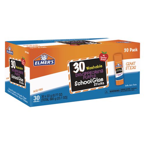 Image of Elmer's® E605 Disappearing Purple All Purpose Glue Sticks, 0.77 Oz, Dries Clear, 30/box