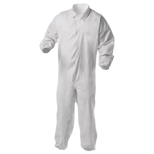 Image of KleenGuard 38929 A35 Liquid And Particle Protection Coveralls, Zipper Front, Elastic Wrists And Ankles, X-Large, White, 25/carton