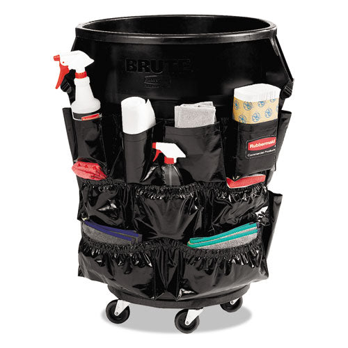 Image of Rubbermaid® Commercial 1867533 Brute Caddy Bag, 12 Compartments, 11.39 w x 15.38 Diameter, Black, 6/Carton